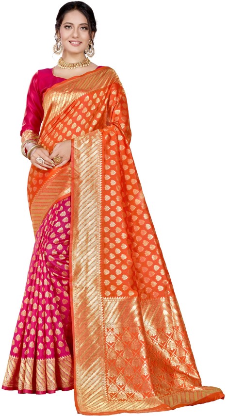 Buy Sariya Woven Banarasi Silk Blend ...